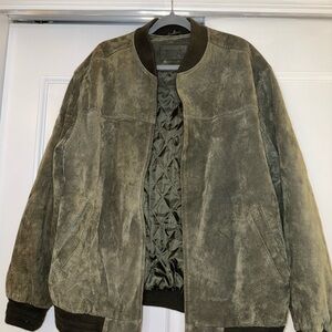 John Ashford Leather Olive Bomber Jacket